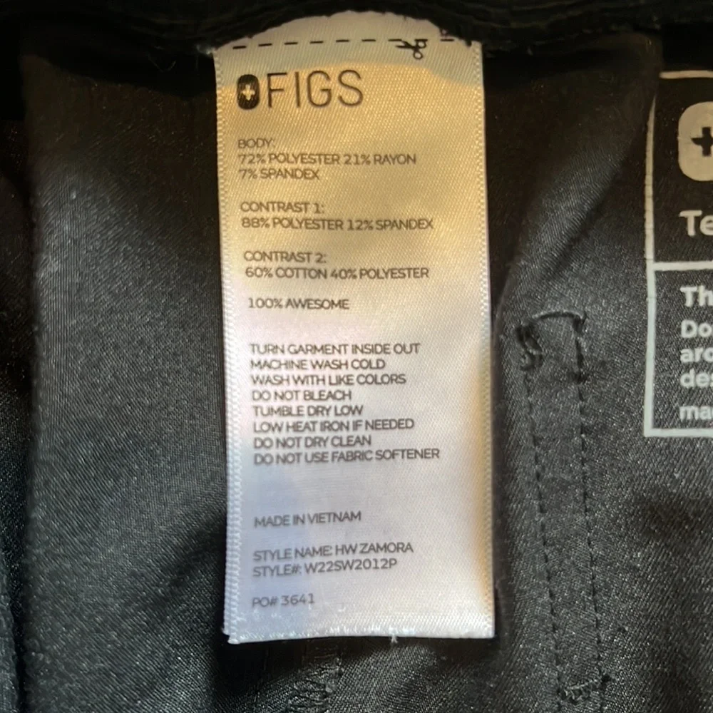 Figs: Zamora High Waisted Jogger Scrub Pants. Size XS Petite. Color: Black - Picture 4 of 5